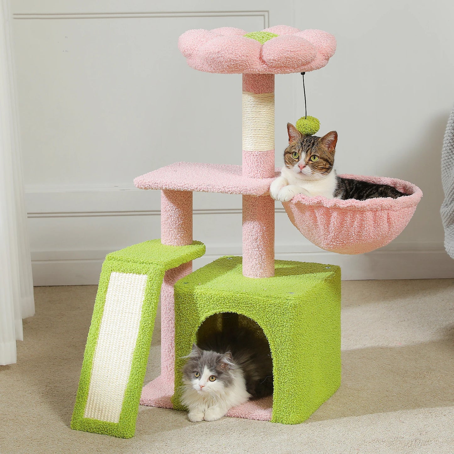 PEQULTICN Small Cat Tree With Three Levels Sisal Scratching Post