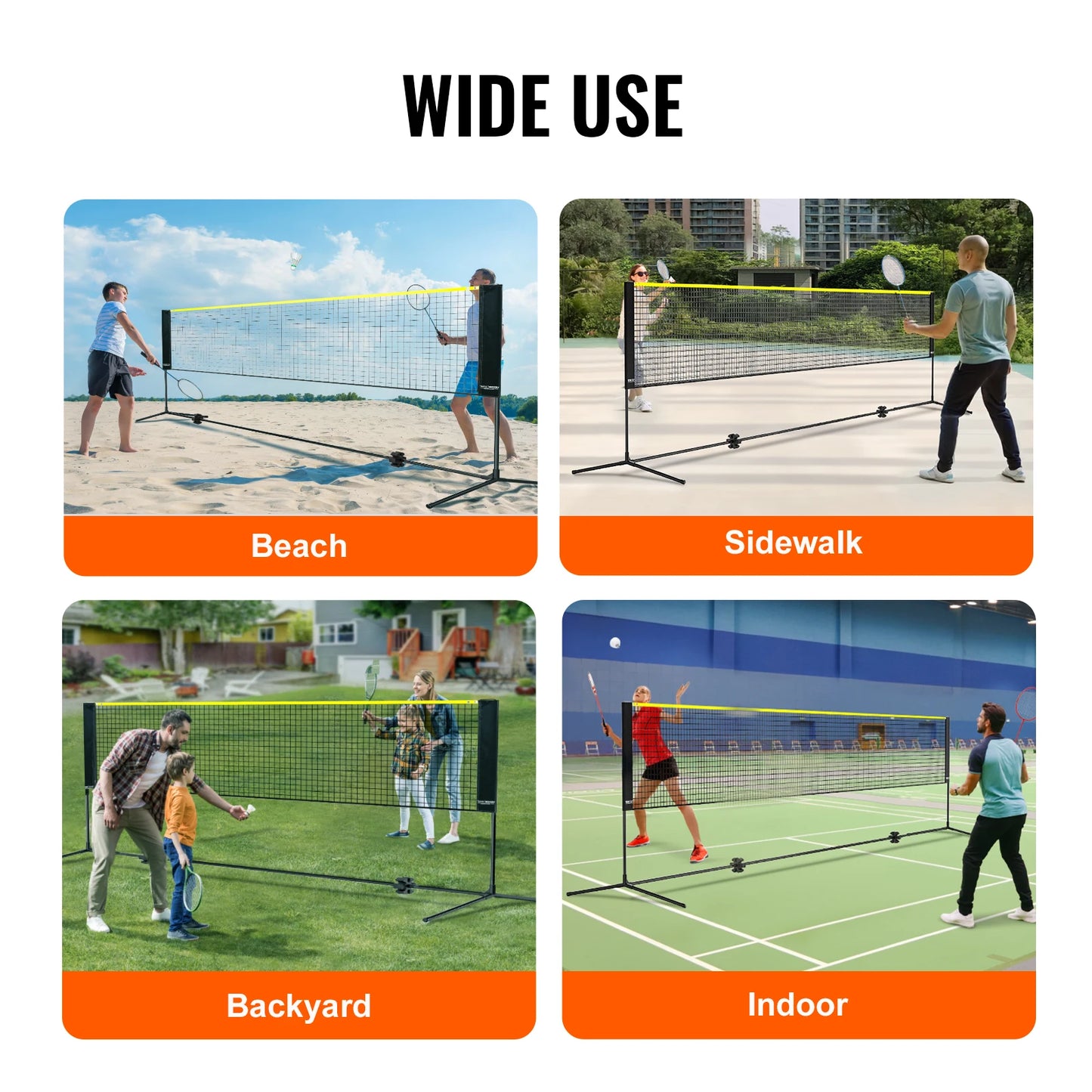 SucceBuy 10 17Ft Adjustable Net Portable Badminton Volleyball Pickleball Tennis