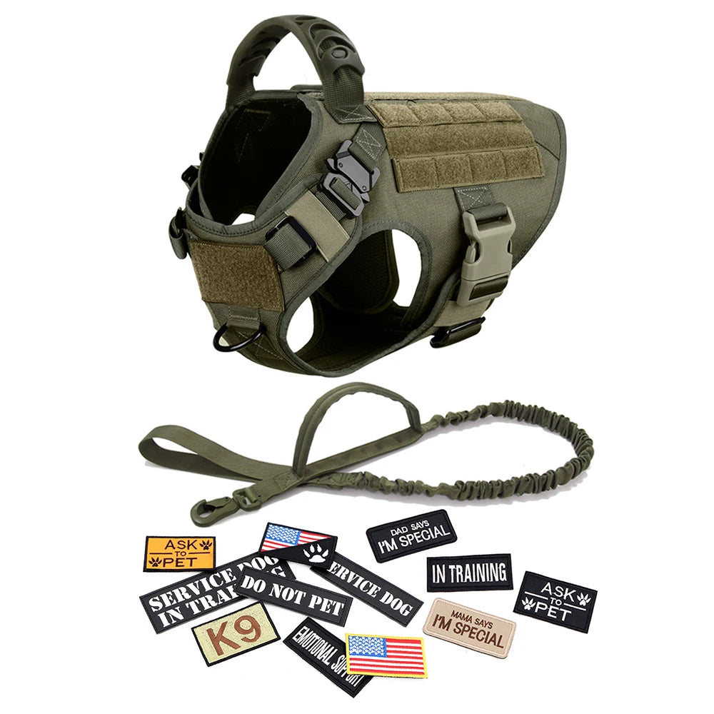 Equip your canine for focused training with the PETRAVELCN Military Large Dog Harness Vest Set.