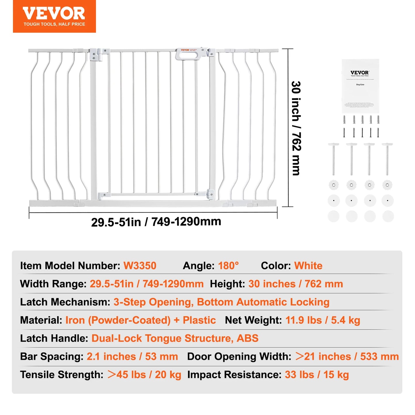SucceBuy Baby Gate 28 30 36 Inches High Walk Through Pressure Mount