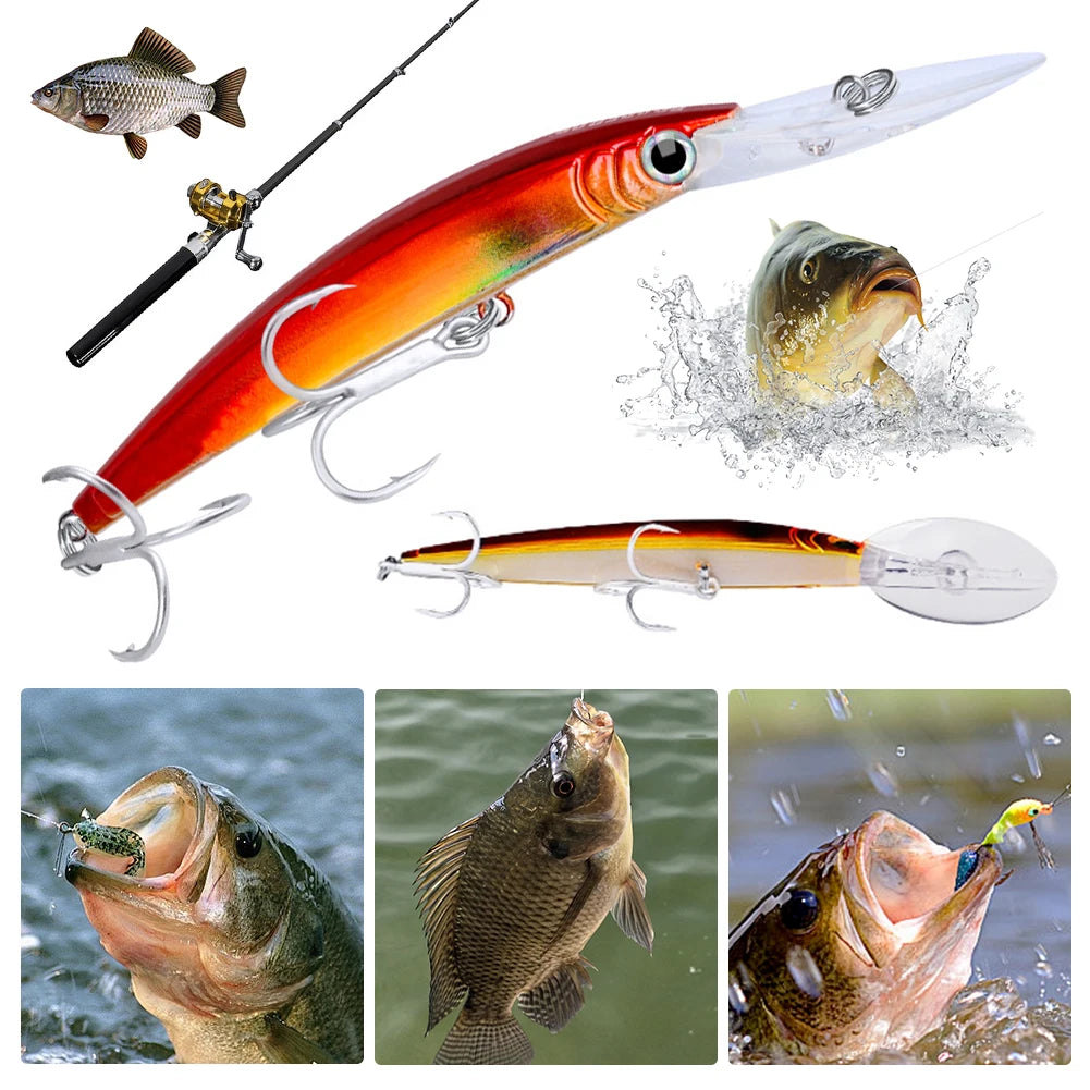 17cm 27g Minnow Plastic Hard Baits with Hooks Fishing Bait Artificial Bait Fishing Accessory