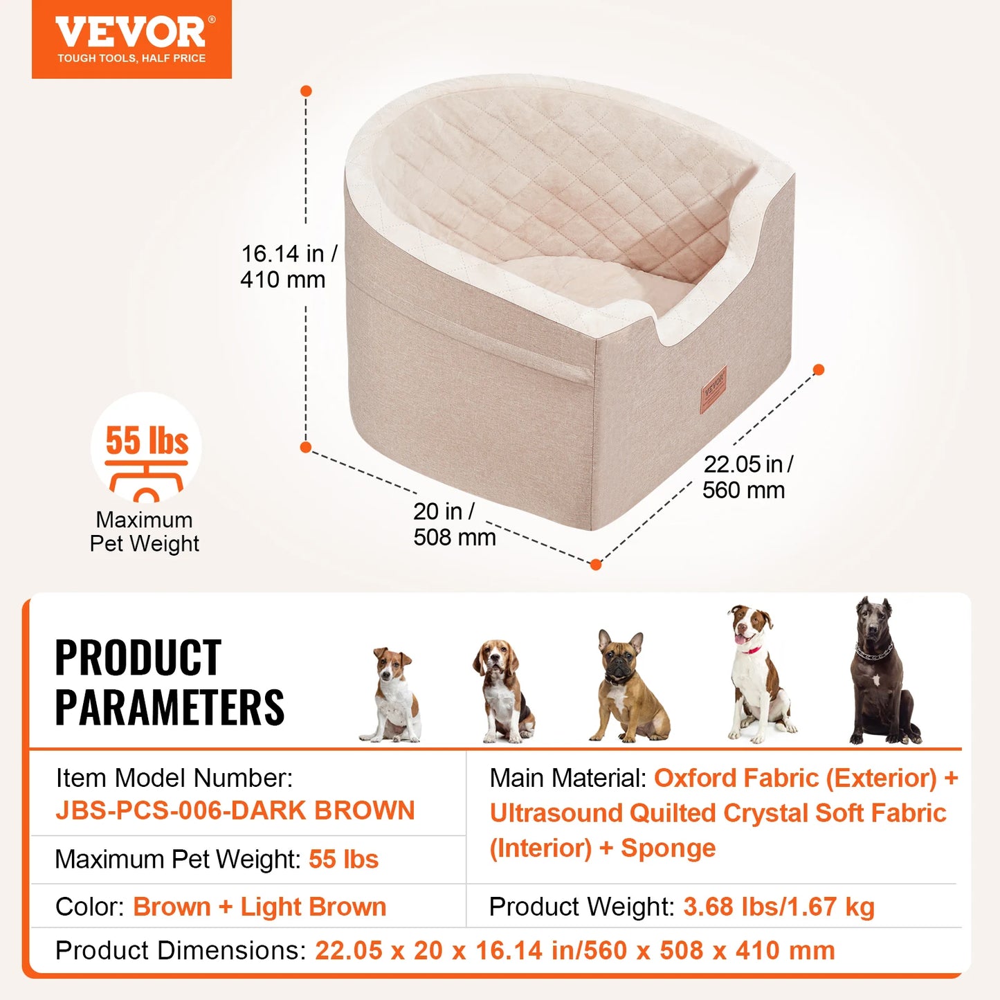 SucceBuy Waterproof Dog Car Seat Booster For Medium To Large Dogs