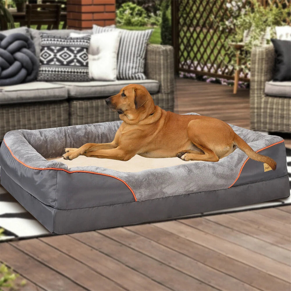 BORWARTCN Jumbo Orthopedic Memory Foam Dog Bed With Removable Cover Waterproof