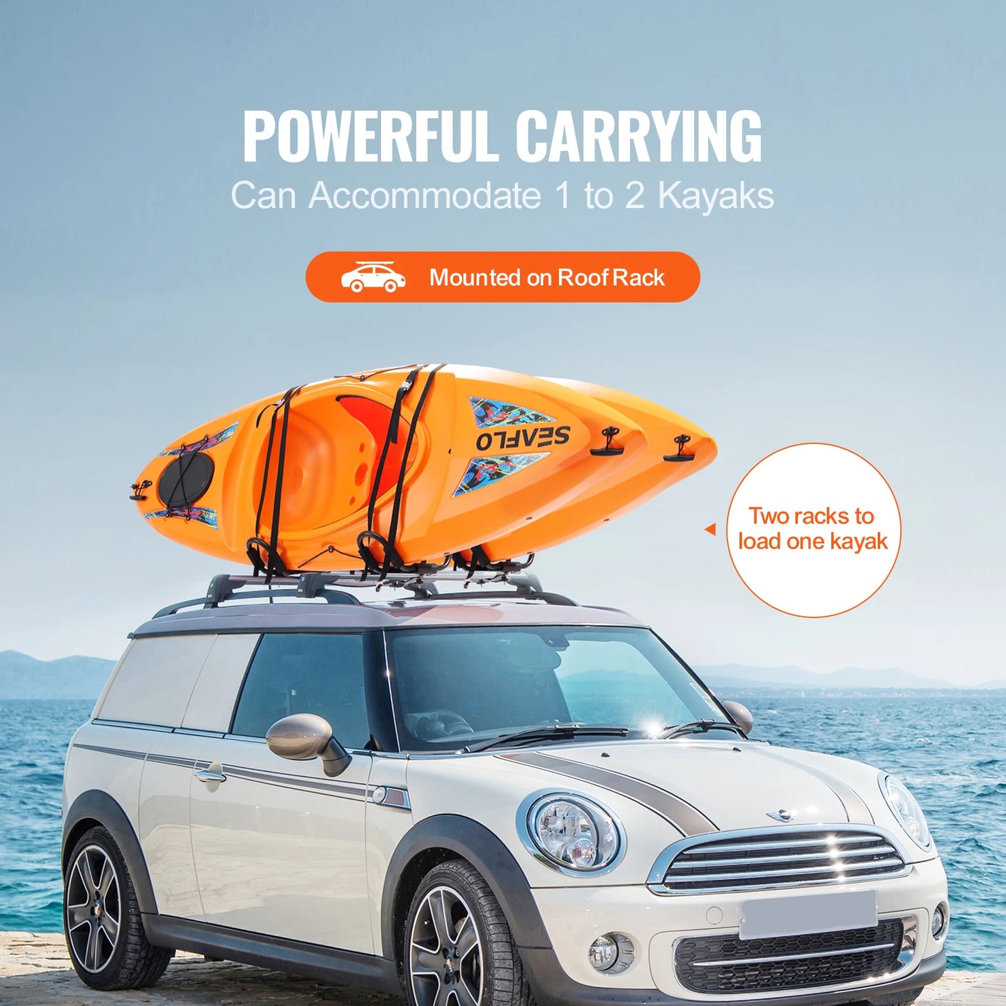 SucceBuy Kayak Roof Rack 2 Pairs J-Bar Soft Roof Rack Quick Folding Top Mount Tie Down Carrier for Surf Board Canoe Ski Board