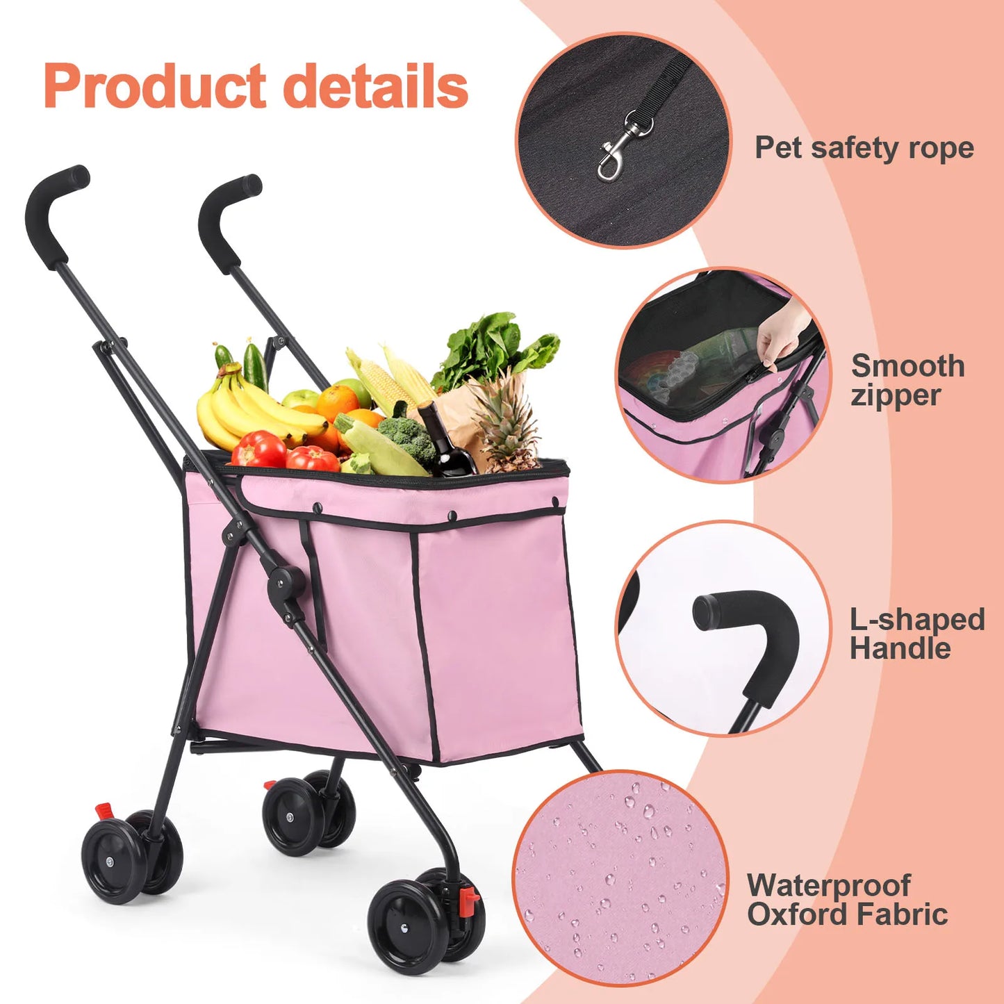Meet the Wedyvko Shopping Trolley, a compact, pet-friendly stroller that makes your outings effortless.