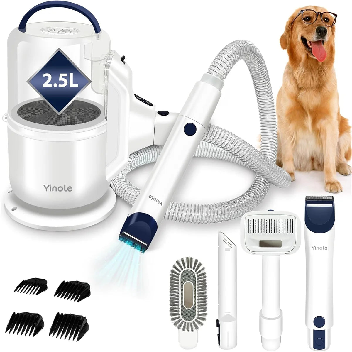 INSE P50 Dog Grooming Vacuum With Clippers Deshedding Tools 2.5L Large Cup 12Kpa