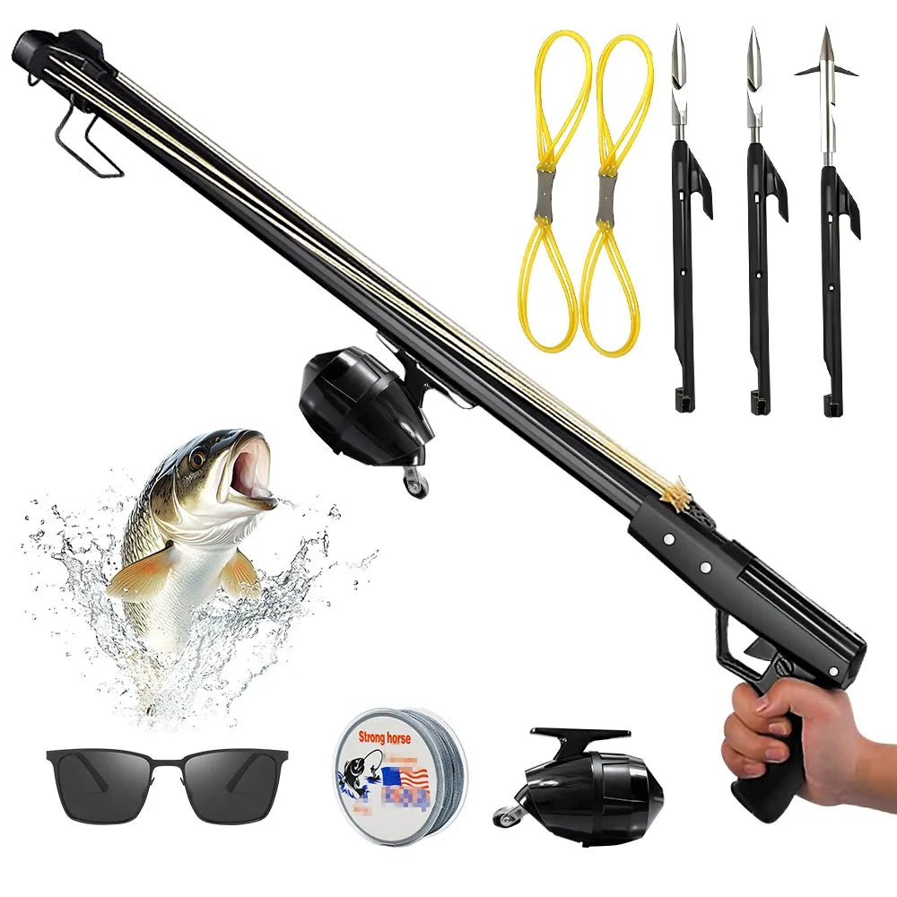 Aluminum Fishing Slingshot Rod With Reel Long Distance Portable Fishing Tool
