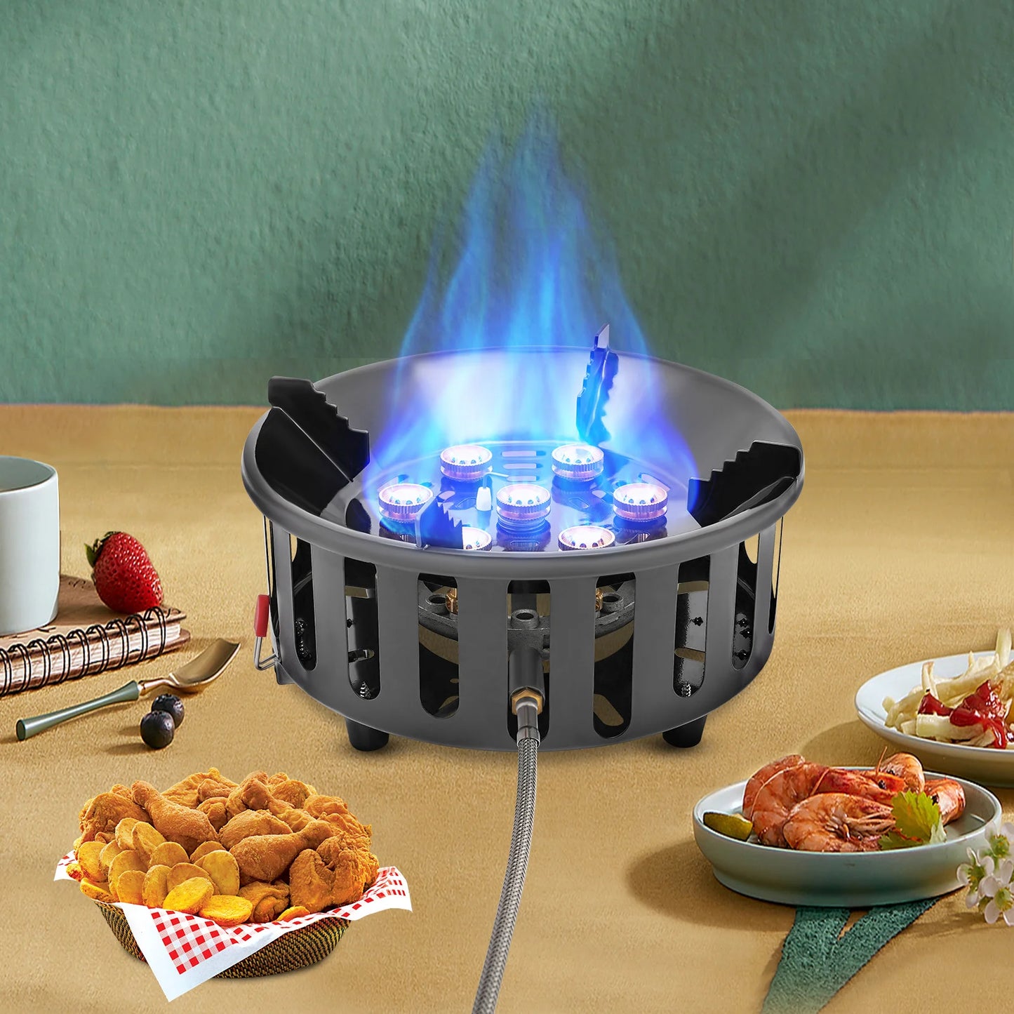 7 Core Camping Stove 21000W High Power Portable Gas Burner With Ignition