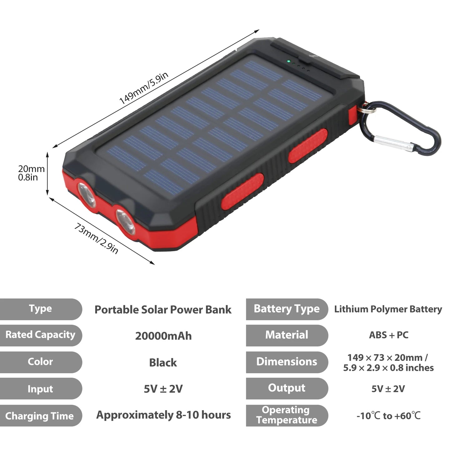 Power your adventures with a rugged 20000mAh solar charger built for off‑grid reliability.