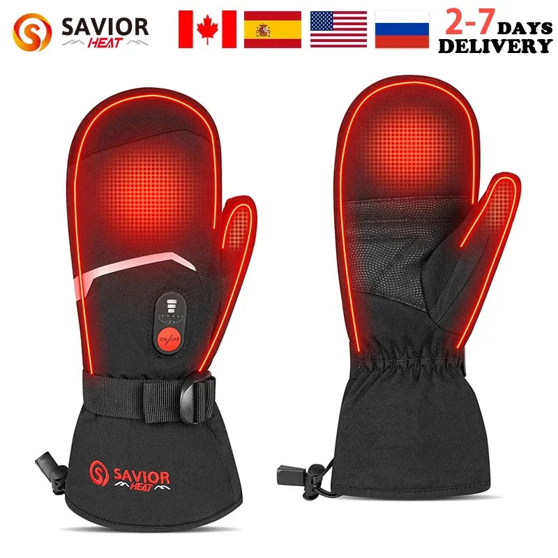 Savior Heat Winter Heated Mittens For Men Women With Rechargeable Battery