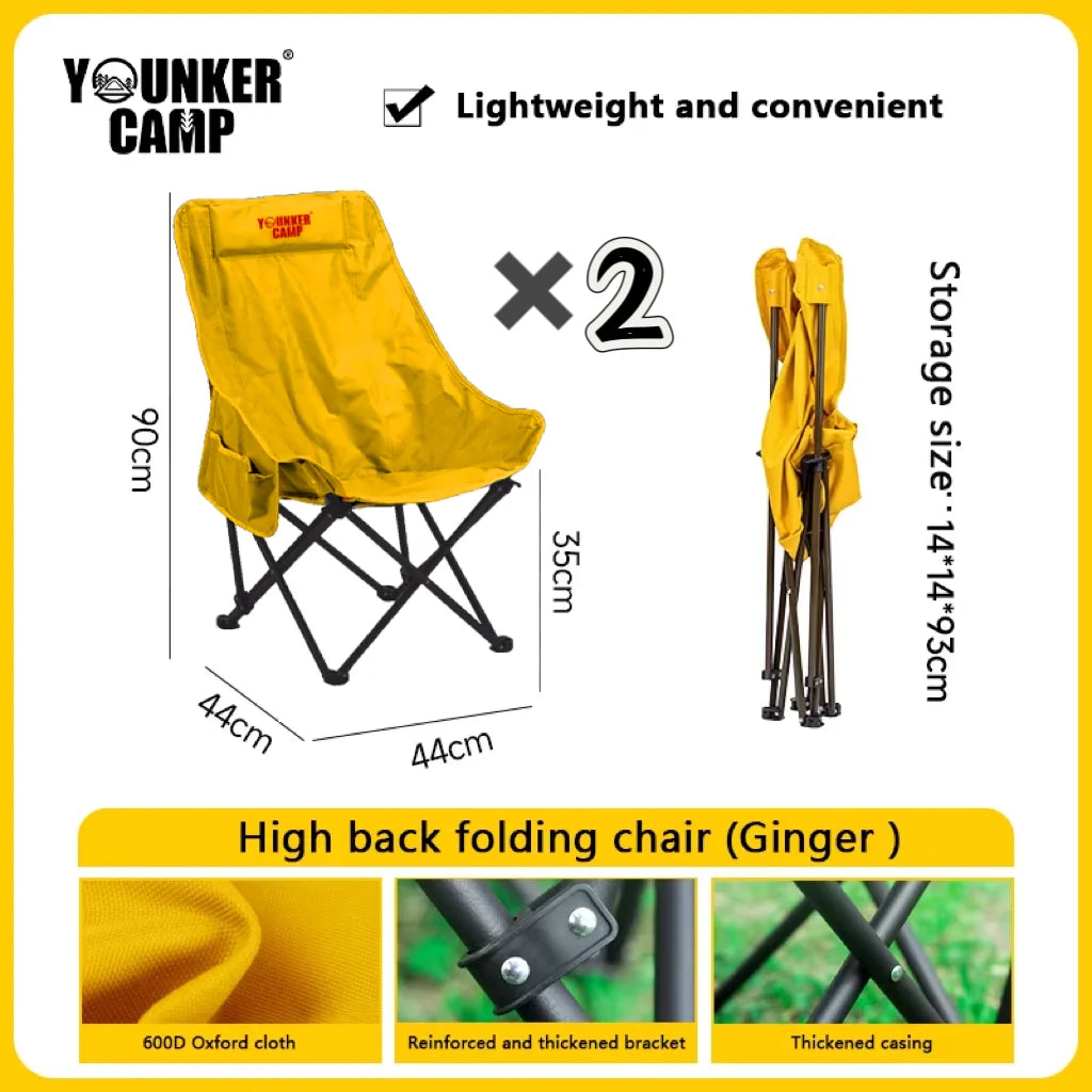 2PC Outdoor Camping Chair Folding Material Saving Space High Back Design Comfortable Ergonomic Fit Lightweight and Durable