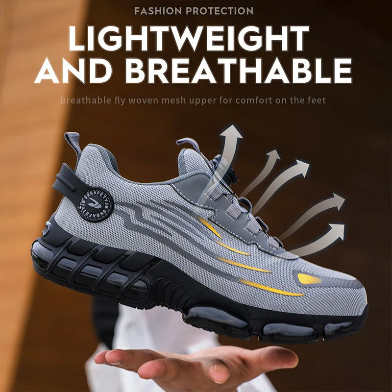 Breathable Lace Free Soft Sole Safety Shoes For Men Anti Smash And Puncture