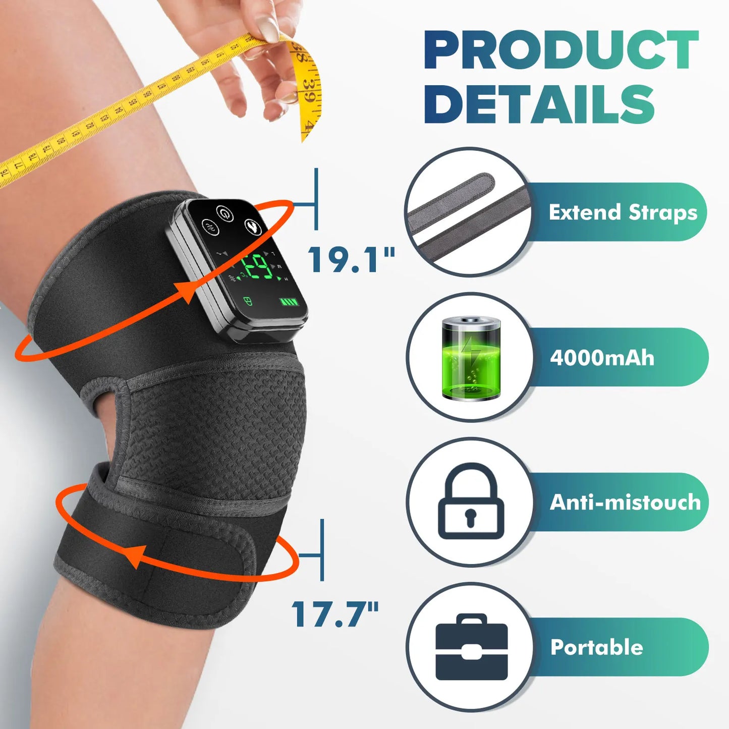 Experience targeted relief for your knees and joints with the Intelligent Electric Heating Knee Protection Massage device, a versatile wrap that combines warm therapy and gentle vibration for everyday comfort.