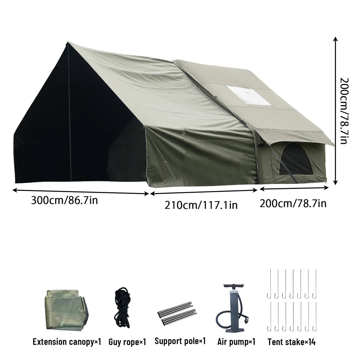 PAKICETUS Inflatable Tent With Skylight, Quick Setup Blow Up Tents With Pump, 4-6 PersonOutdoor Family Luxury Tent