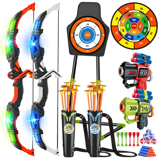 Light up your playtime with the VATOS 2X Bow Arrow Toy Set, a safe, action-packed archery game for creative indoor and outdoor fun.