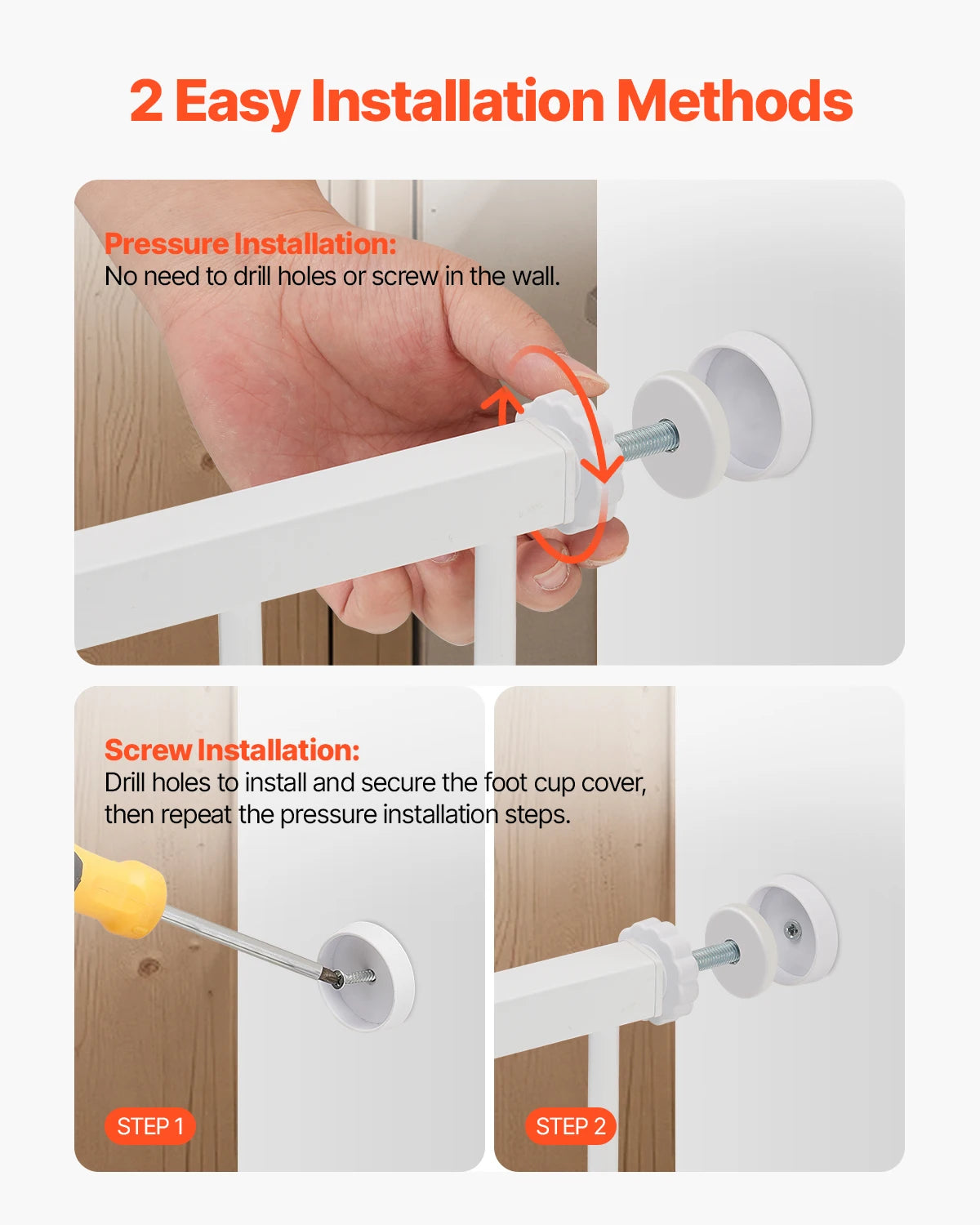 SucceBuy Baby Gate 28 30 36 Inches High Walk Through Pressure Mount