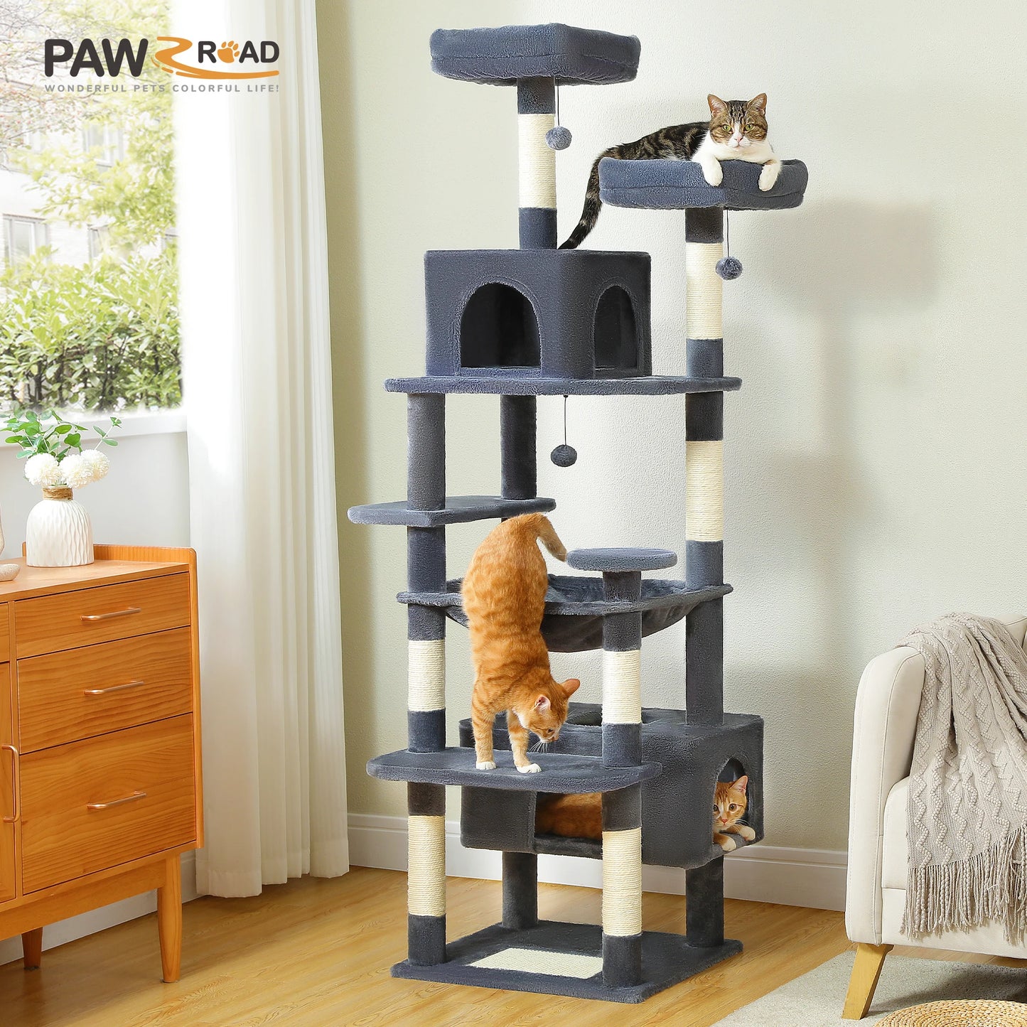 PAWZ Road presents a large cat tree and tower that turns indoor play into a vertical adventure for your cat.