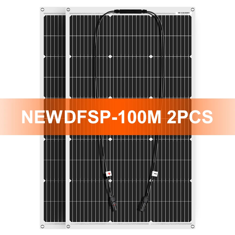 DOKIO 100W Flexible Monocrystalline Solar Panel Waterproof for RV Camping 12V