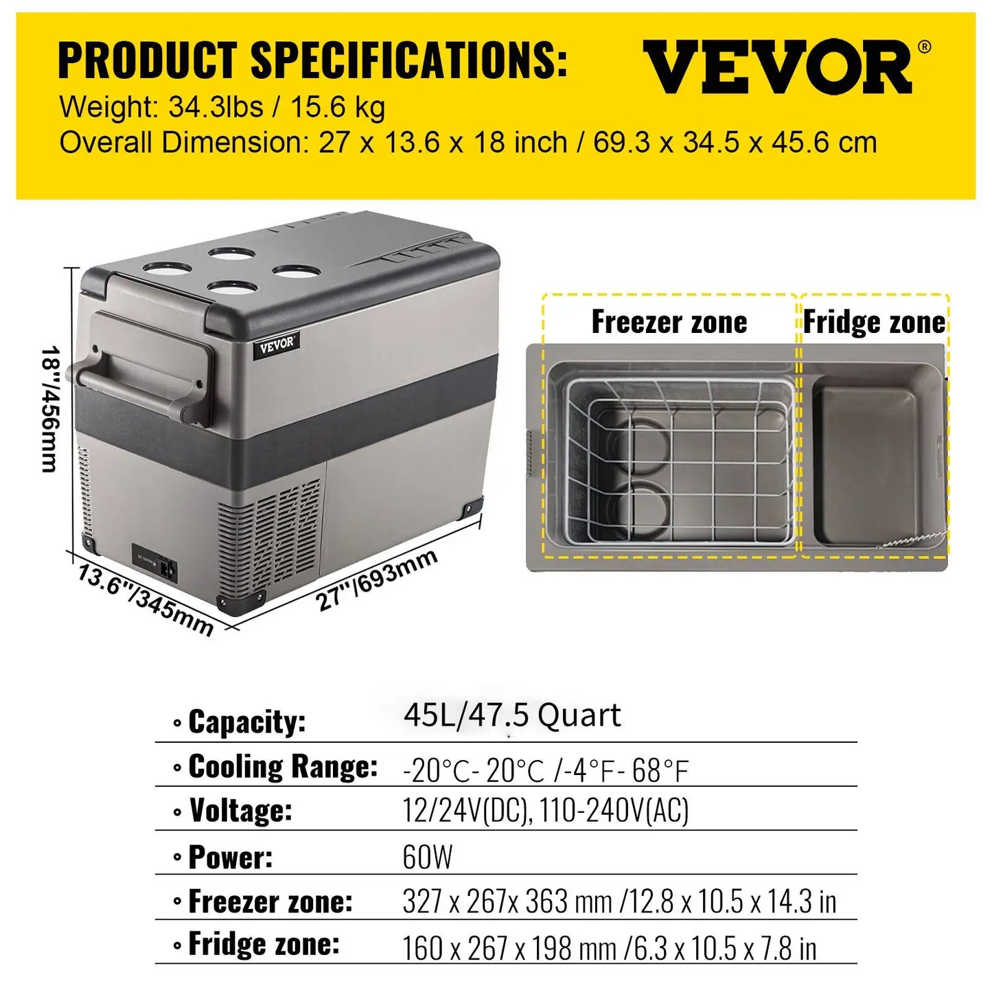 Stay refreshed on every adventure with the VEVOR car refrigerator that keeps your drinks and meals perfectly cold anywhere you roam.