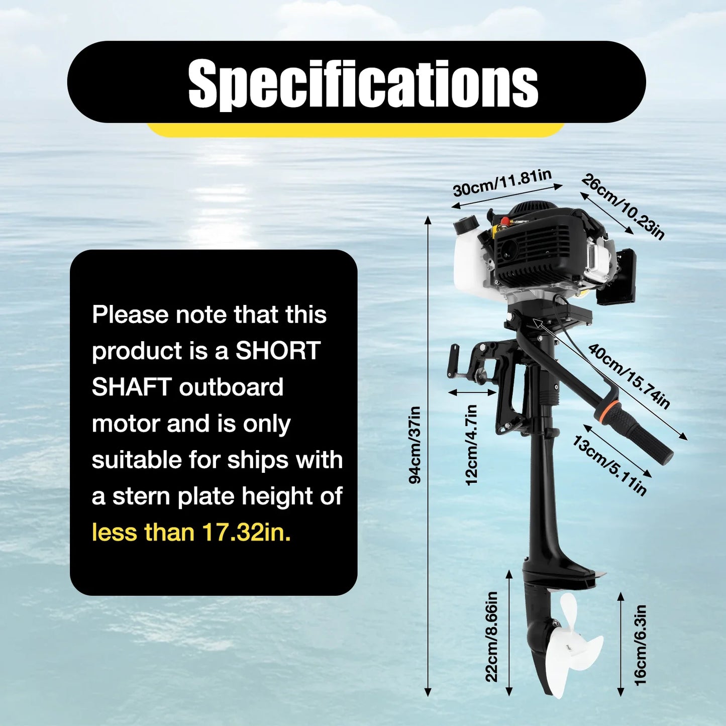 Portable Gasoline Outboard Motor – Lightweight 24.5lbs 4HP Boat Engine with CDI Ignition and Adjustable Throttle Lever