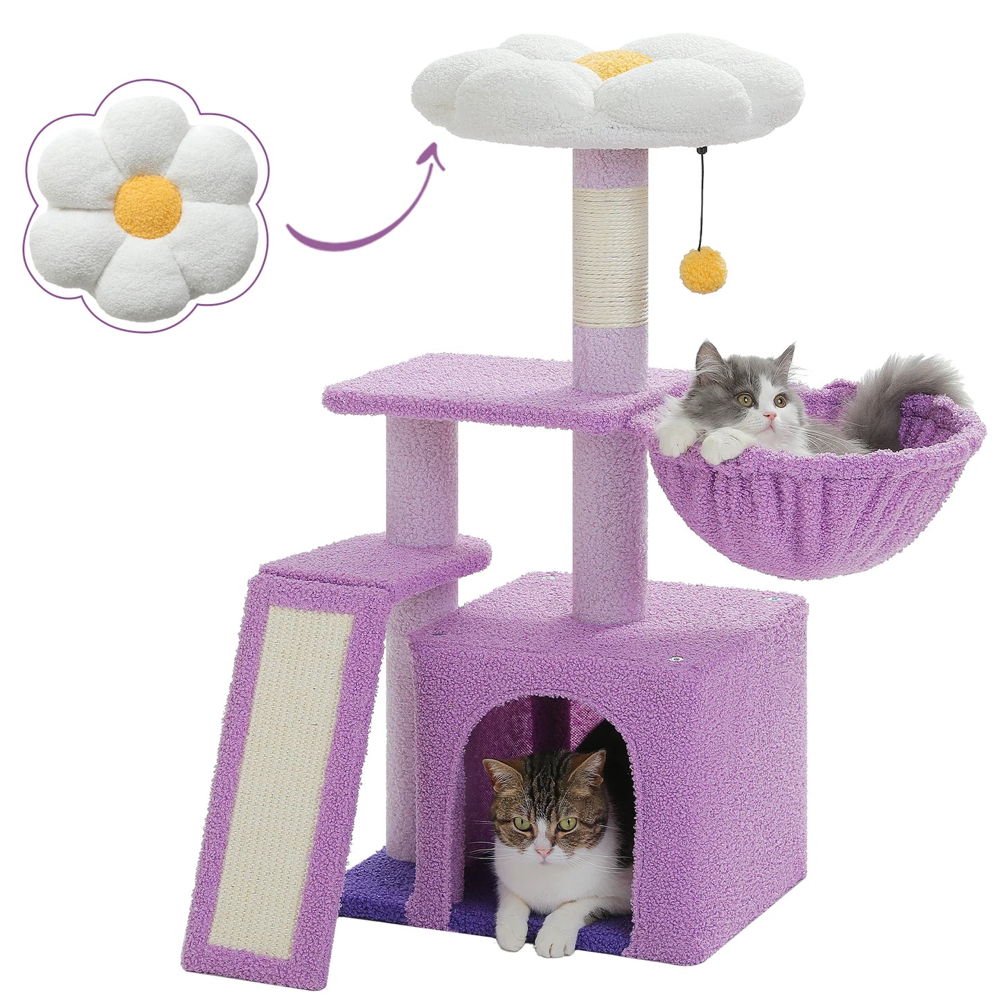 PEQULTICN Small Cat Tree With Three Levels Sisal Scratching Post