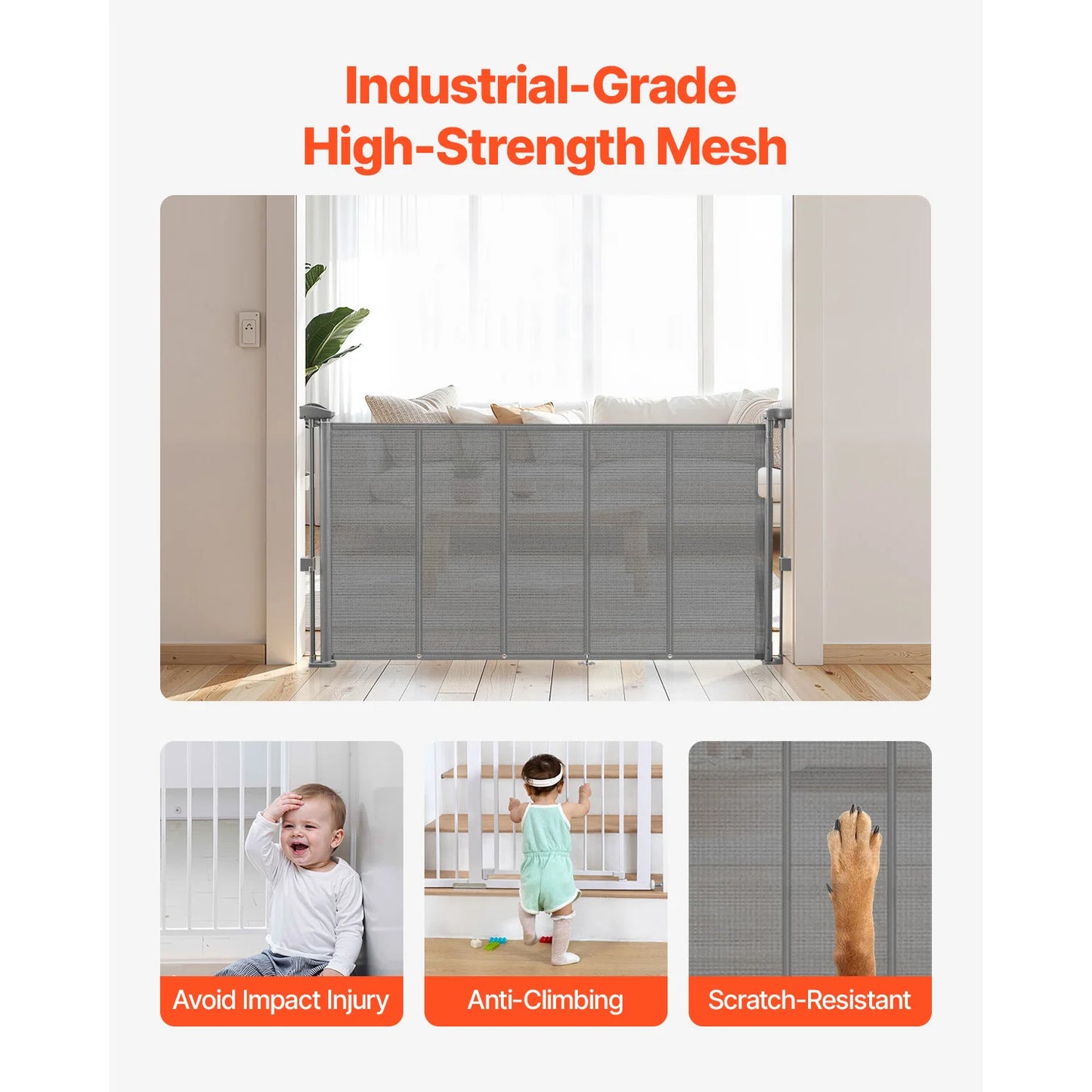 From SucceBuy, your trusted home safety brand, this retractable gate shields your home while staying unobtrusive, sturdy, and dependable for busy families.