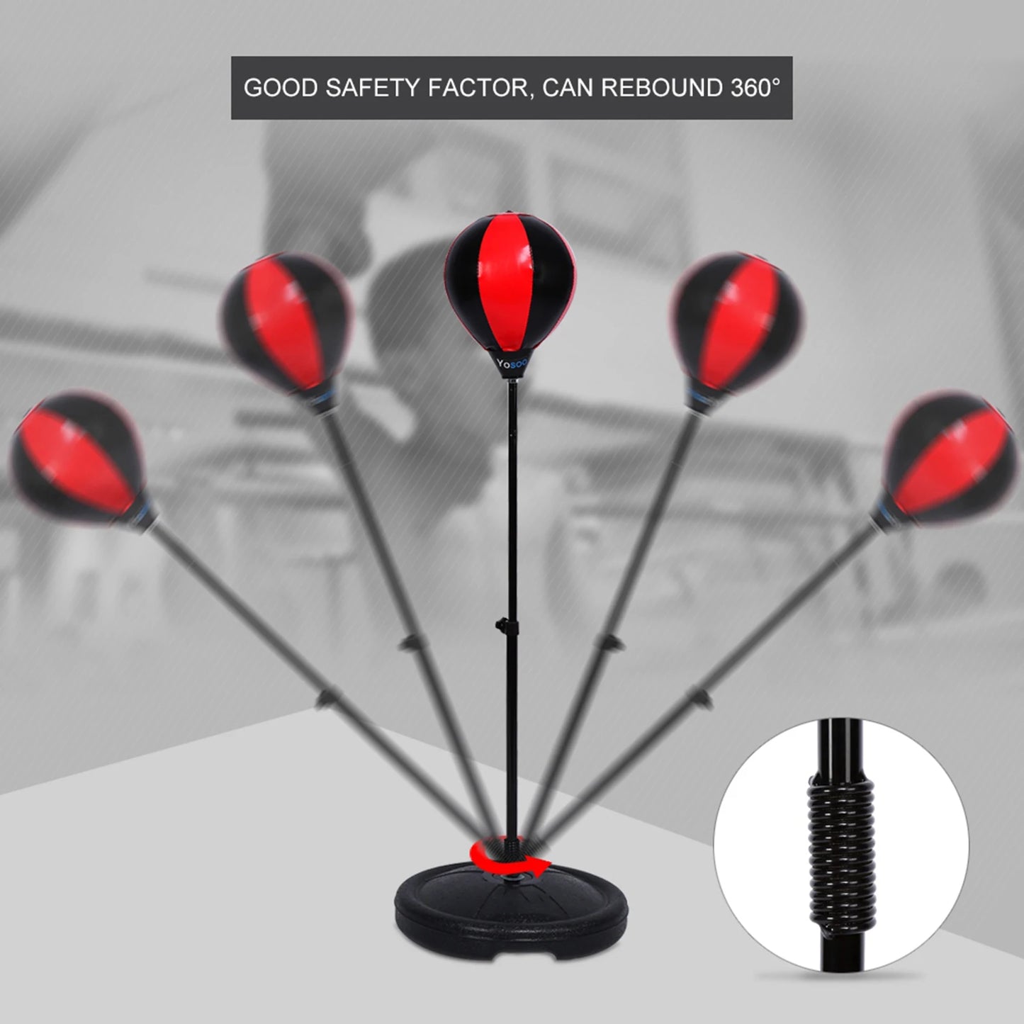 Kids Adjustable Height Boxing Set With Gloves And Speed Ball