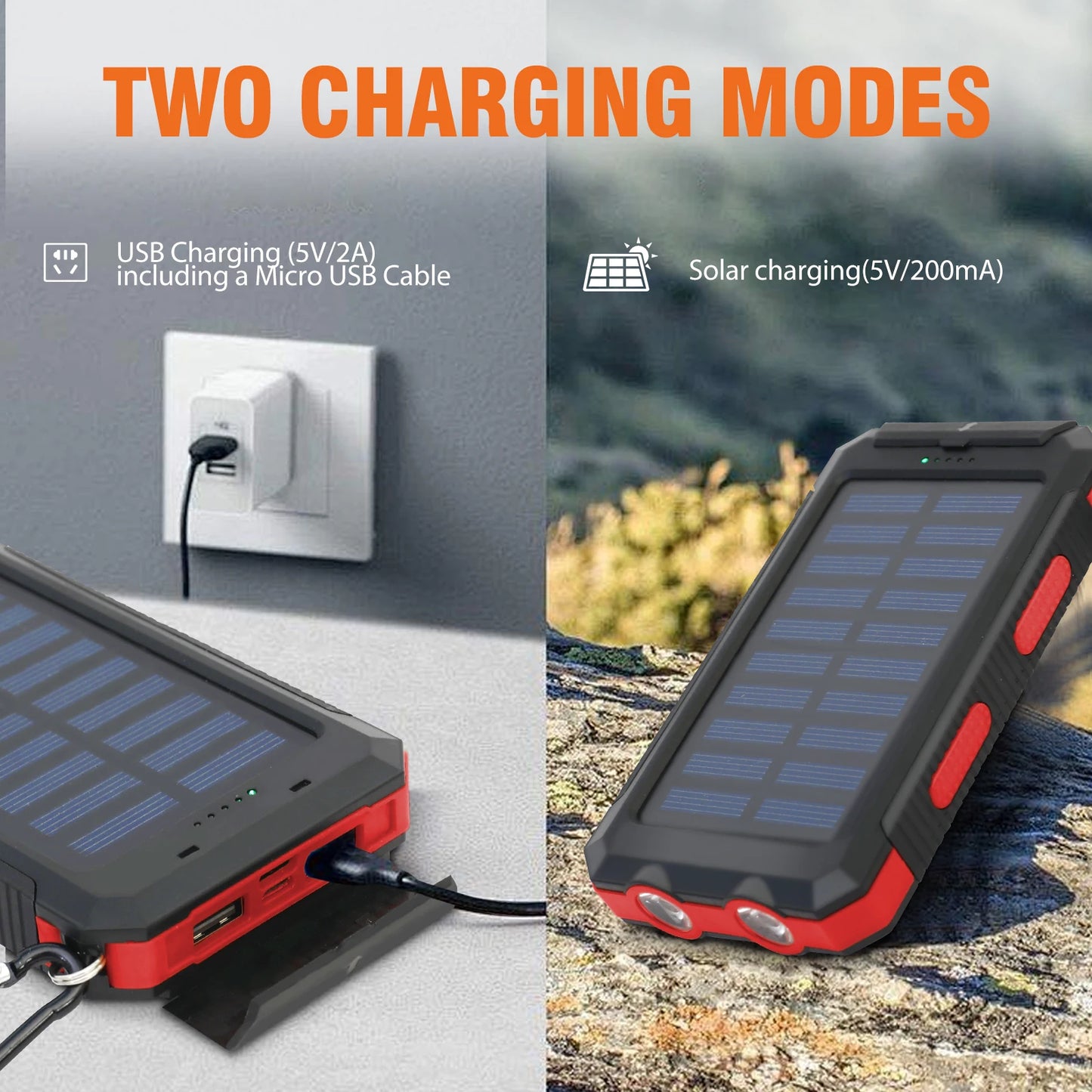 Power your adventures with a rugged 20000mAh solar charger built for off‑grid reliability.