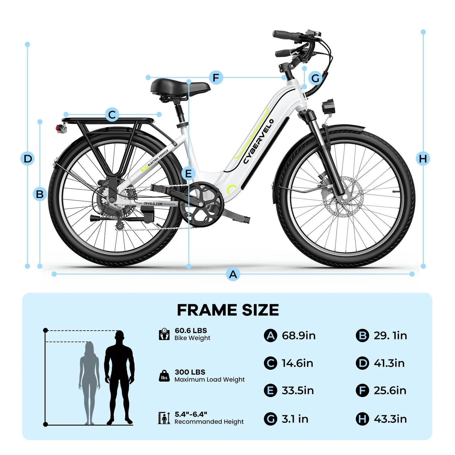 Cybervelo 26" Step-Thru Commuter, 1000W Peak 48V 25Ah Detachable Battery, Long Range 7-Speed Shift Electric Bike for Adult EK7