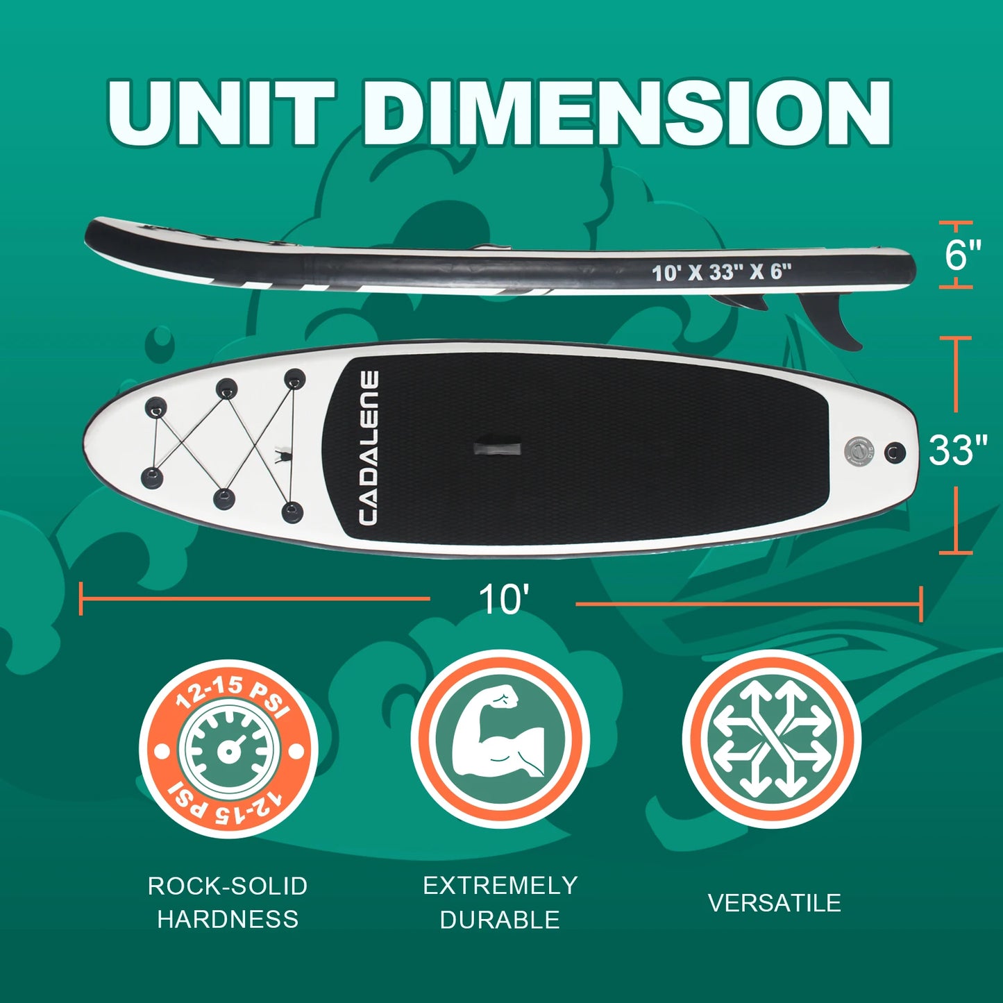 Meet the CADALENE inflatable SUP, your portable gateway to on the water adventures, designed for easy setup, stable rides, and endless summer memories.