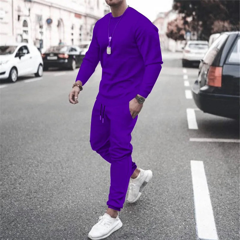 NONECN Men Running Tracksuit Set Sweatshirt Sweatpants Winter Warm