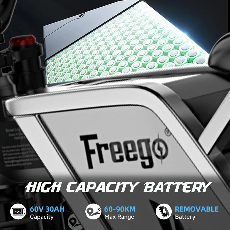 Freego X2 Pro 6000W Electric Motorcycle for Adults with 50MPH Speed