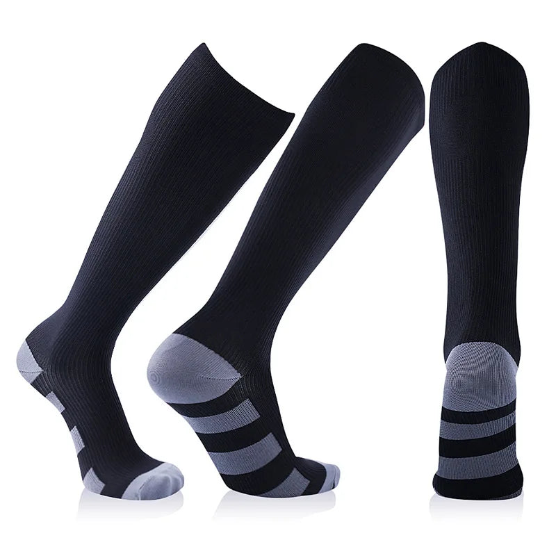 Experience all-day comfort and performance with knee-high compression socks from Brand NONE, designed for you as an athlete and everyday mover, with soft yet supportive fabric that improves your circulation and speeds recovery after workouts.