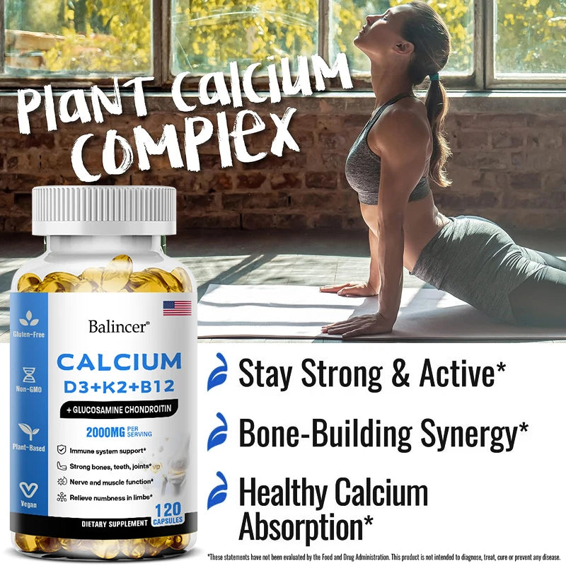 Balincer Calcium With D3 K2 B12 Glucosamine Chondroitin For Bone Health