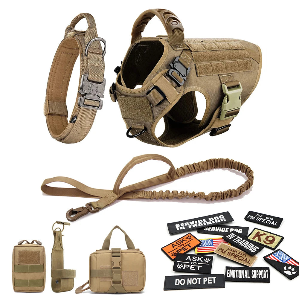 Equip your canine for focused training with the PETRAVELCN Military Large Dog Harness Vest Set.