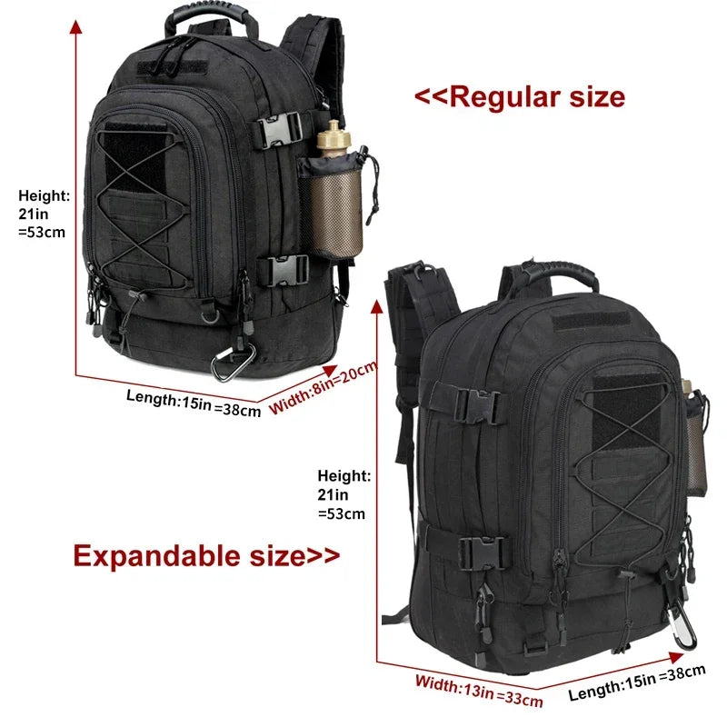 Q Extra Large 60 Liter Tactical Backpack For Men Women Waterproof Laptop Travel