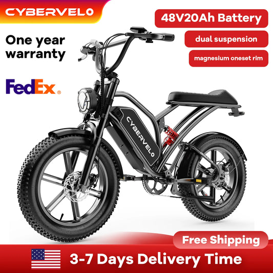 1600W Peak Electric Bike for Adults Cybervelo EK11 Full Suspension 30+MPH Off-road E-Motocycle Snow Beach Urban Ebike