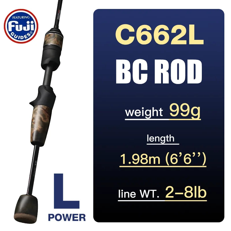SeaSir Ultralight Spinning Baitcasting Fishing Rod Carbon Wood Handle Fuji 40T