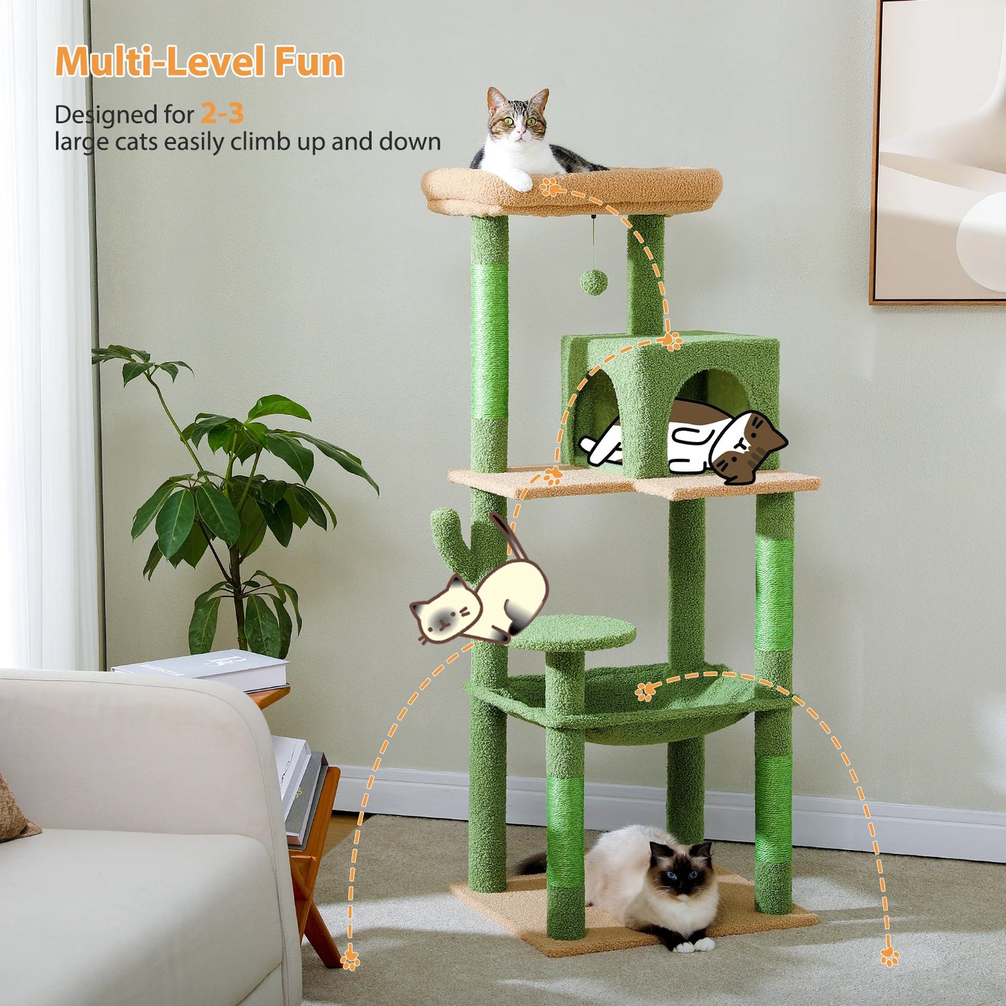 Give your large cat a towering playground with the PAWZ Road Cactus Cat Tree Tower designed for big climbers and fearless explorers.