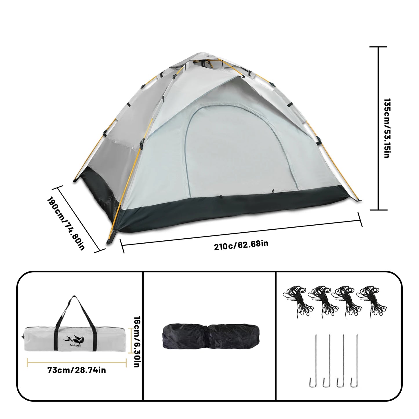 Pakicetus 2-4 Person Windproof Camping Tent Easy Setup Lightweight Family Carpa