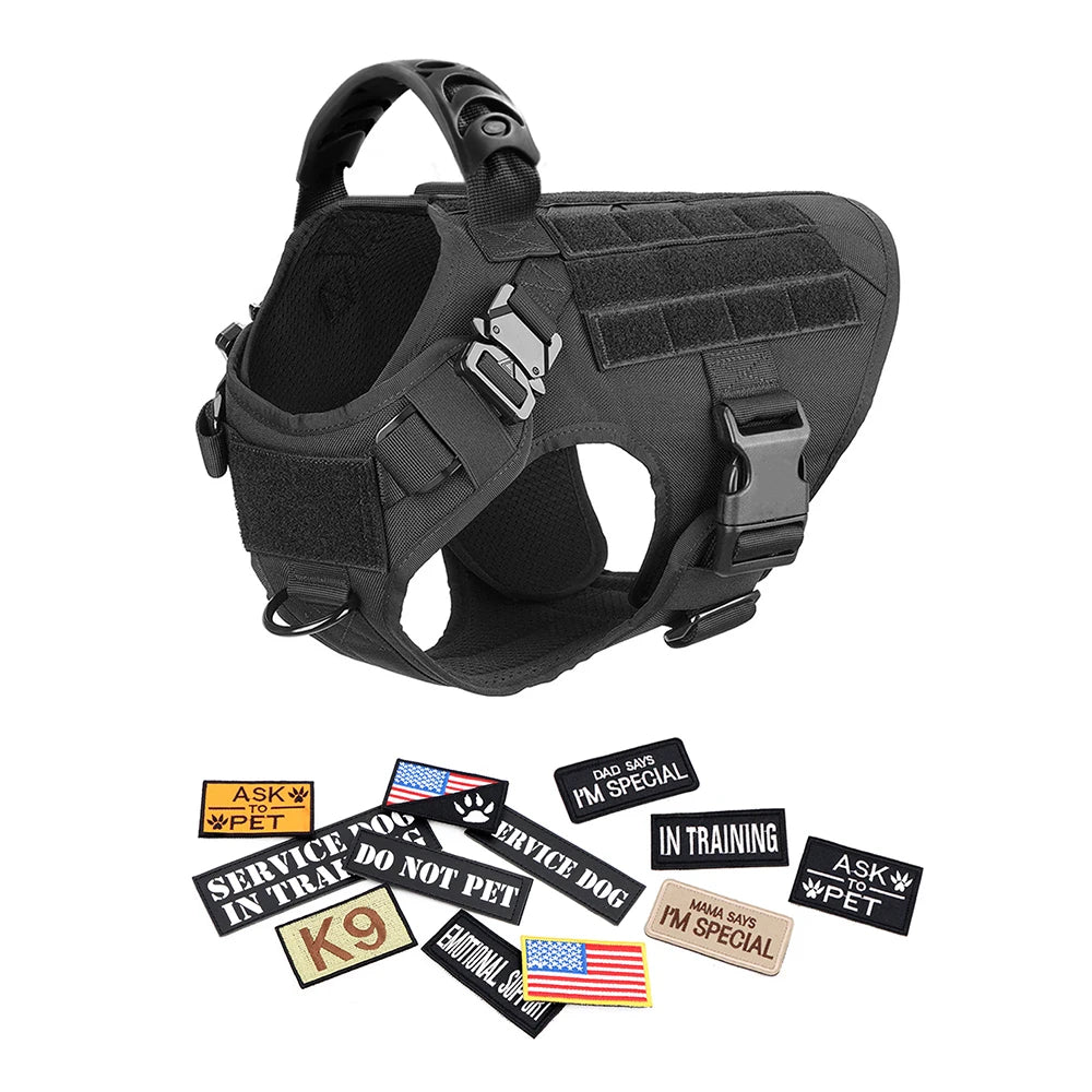 Equip your canine for focused training with the PETRAVELCN Military Large Dog Harness Vest Set.