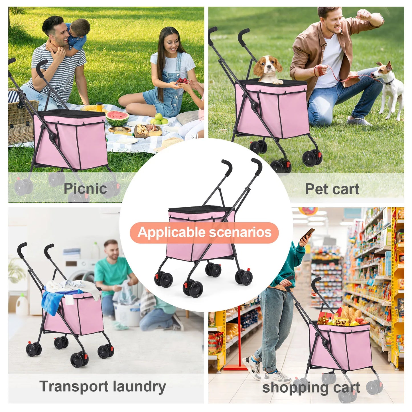 Meet the Wedyvko Shopping Trolley, a compact, pet-friendly stroller that makes your outings effortless.