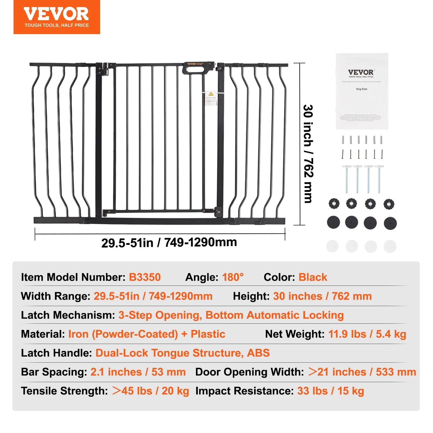 SucceBuy Baby Gate 28 30 36 Inches High Walk Through Pressure Mount