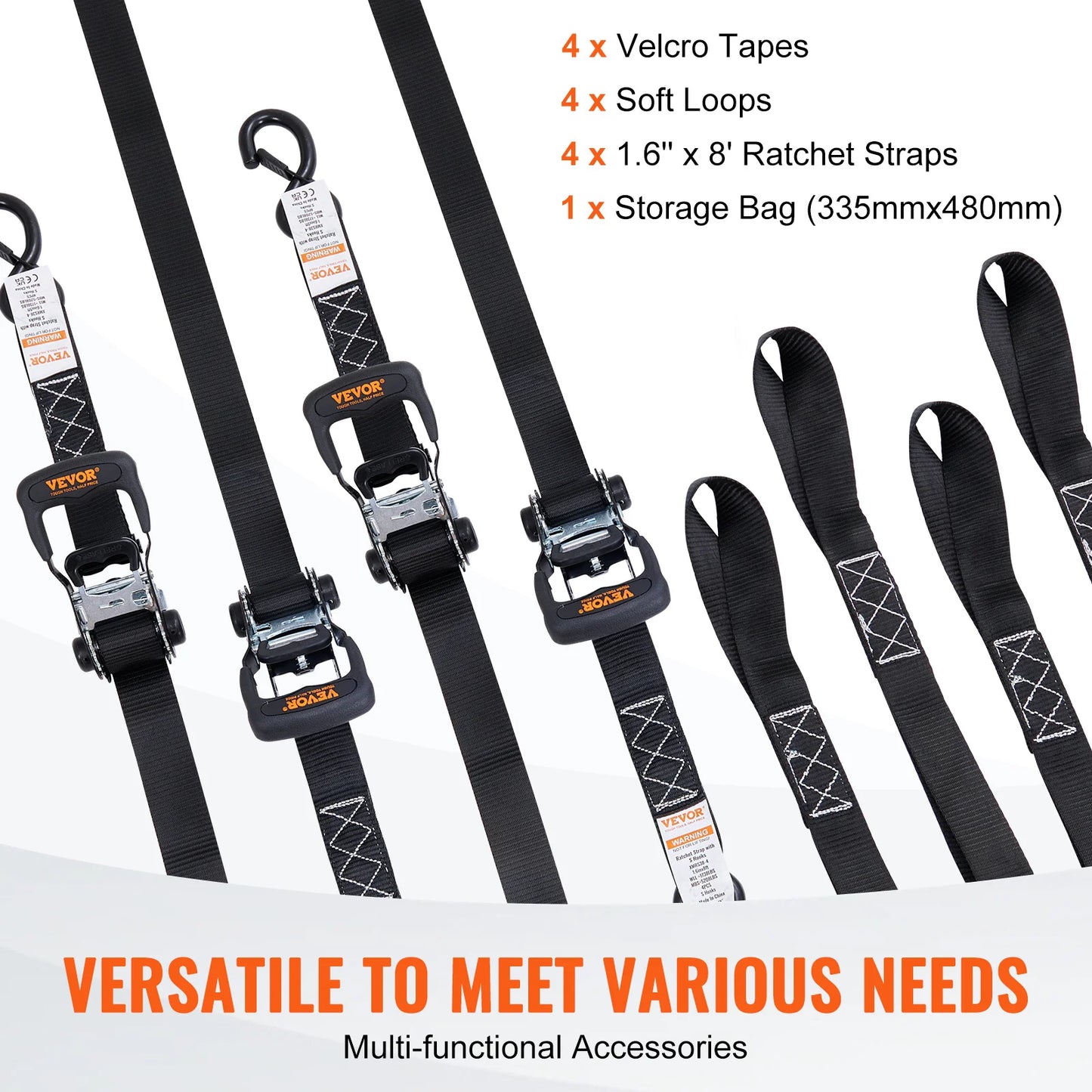 Secure your cargo with confidence using SucceBuy four piece trailer ratchet tie down set.