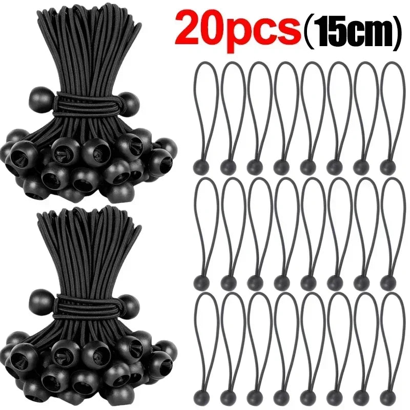 Outdoor Elastic Ball Rope Bungee Cords Portable Tent Fixing Tarpaulin Awning Canopy Heavy Duty Tarp Tie Down for Shelter Cargo