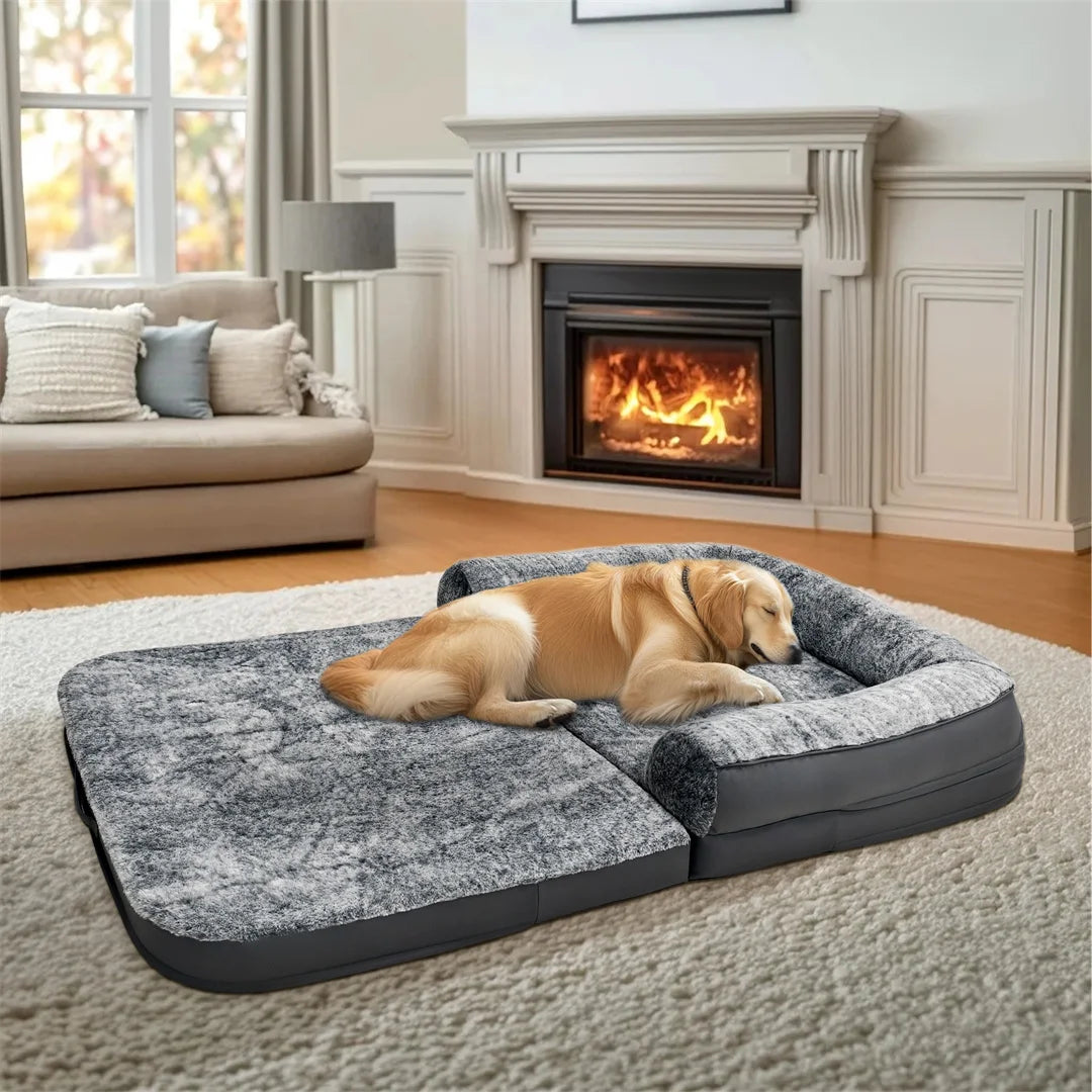 BINGOPAWC 180cm Giant Dog Bed Foldable Calming Plush Orthopedic
