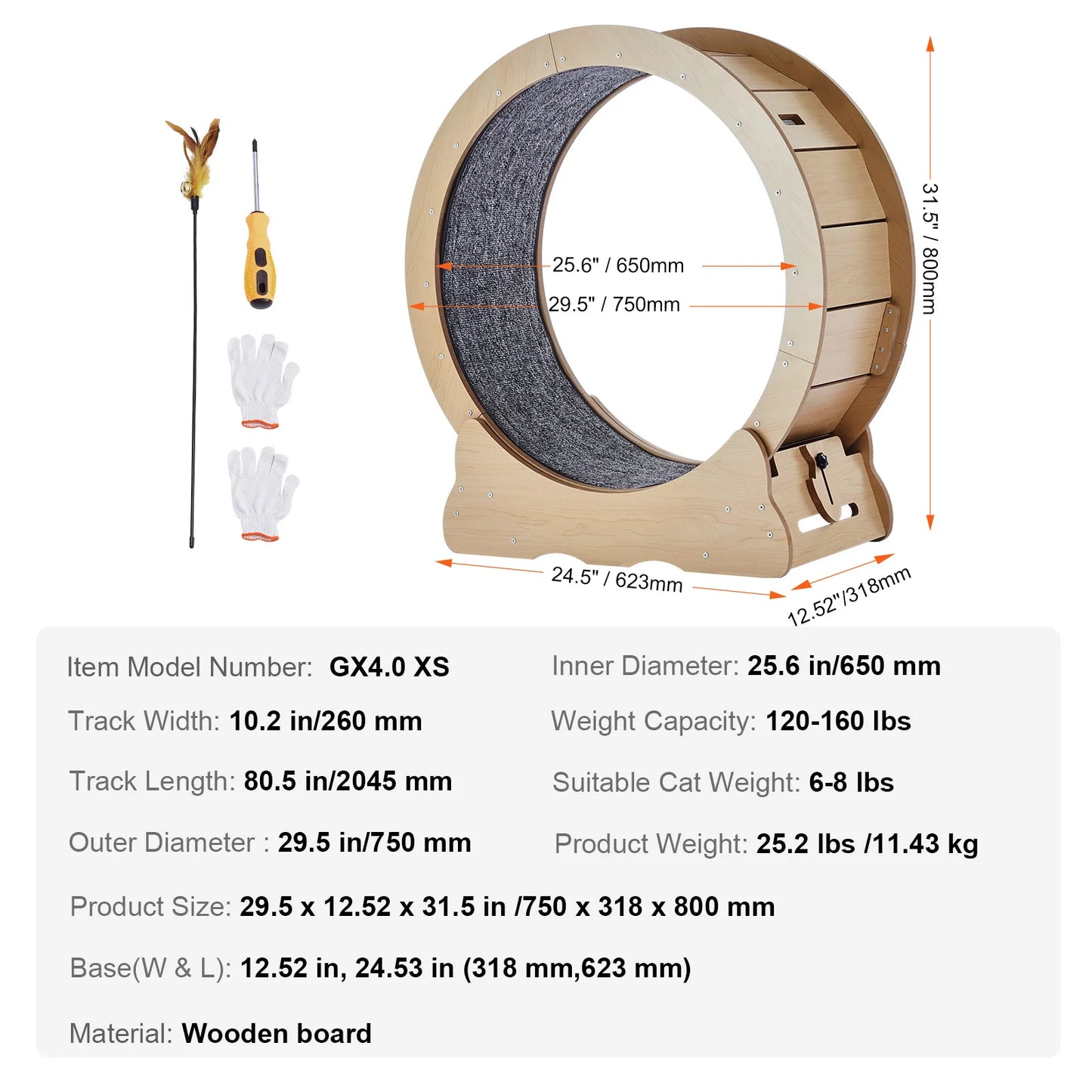 Give your indoor cat a fun, safe cardio workout with this sturdy wooden exercise wheel designed for daily use.