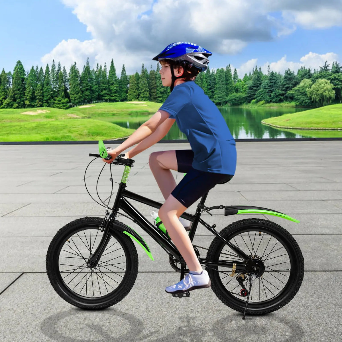 20 Inch 7 Speed Kids Mountain Bike with Storage Bag and Compass Bell