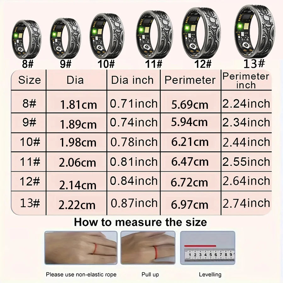 Smart Ring Fitness Tracker W9 Pedometer Waterproof USB Rechargeable