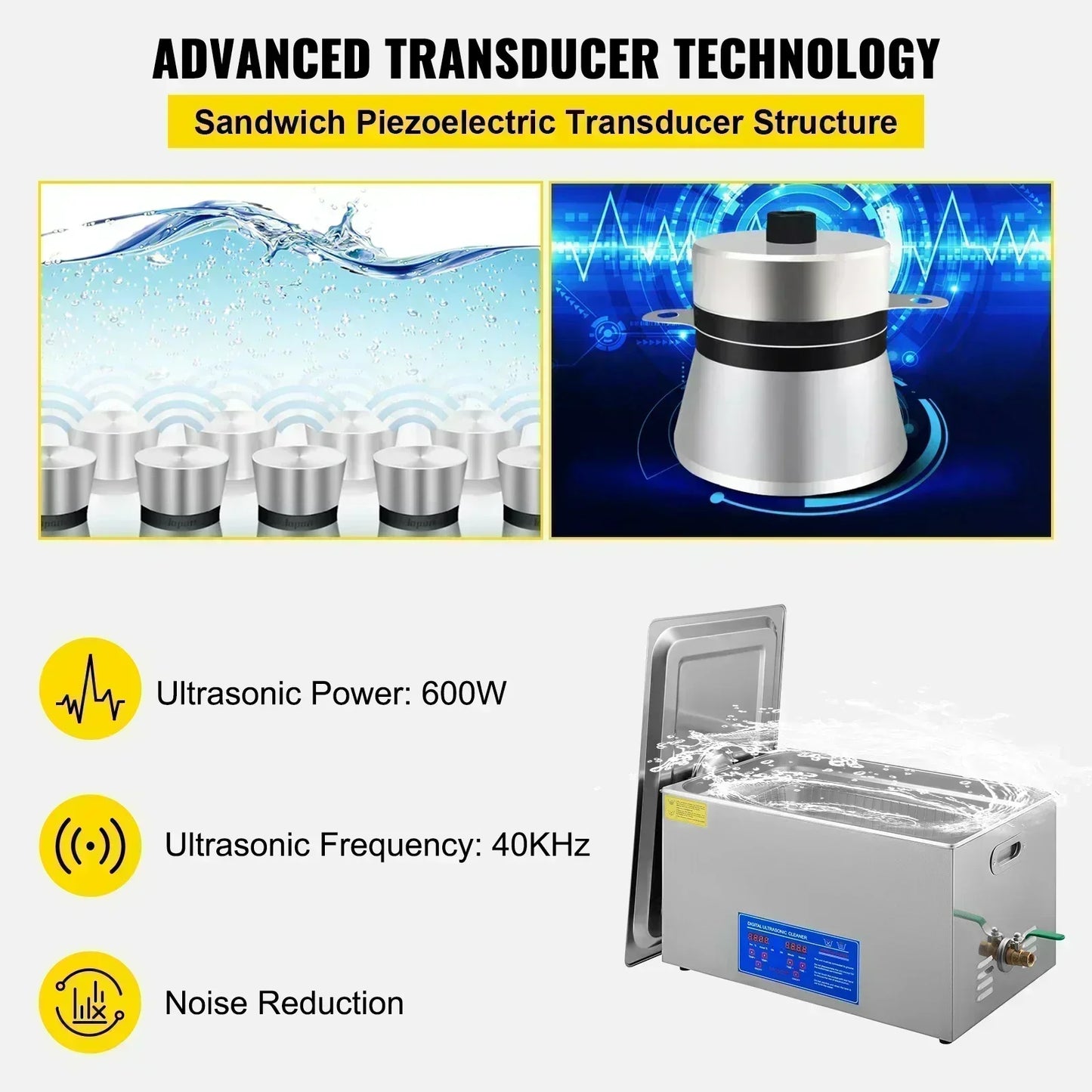 Experience professional-grade cleaning with the VEVOR ultrasonic cleaner, designed to blast away grime from everyday items with effortless efficiency.